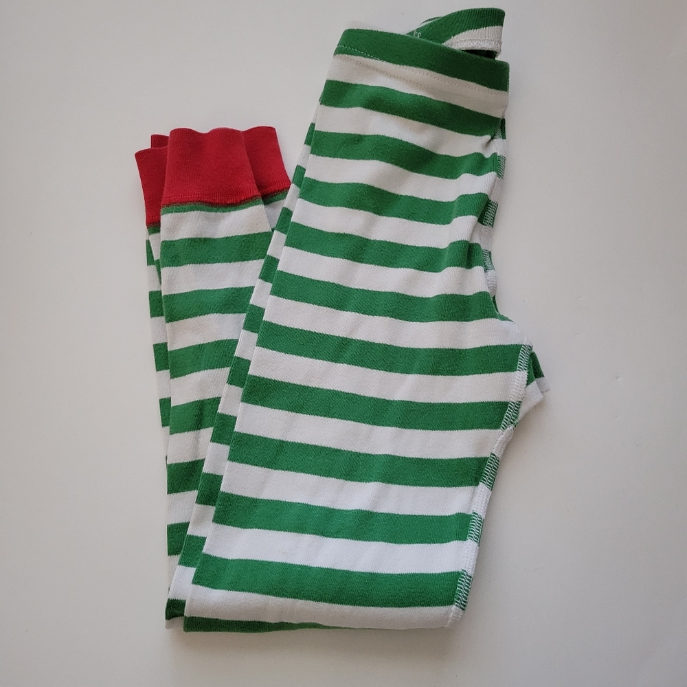 Hanna Andersson Green Striped Holiday Organic Cotton Long John Pajamas - Picture 7 of 12